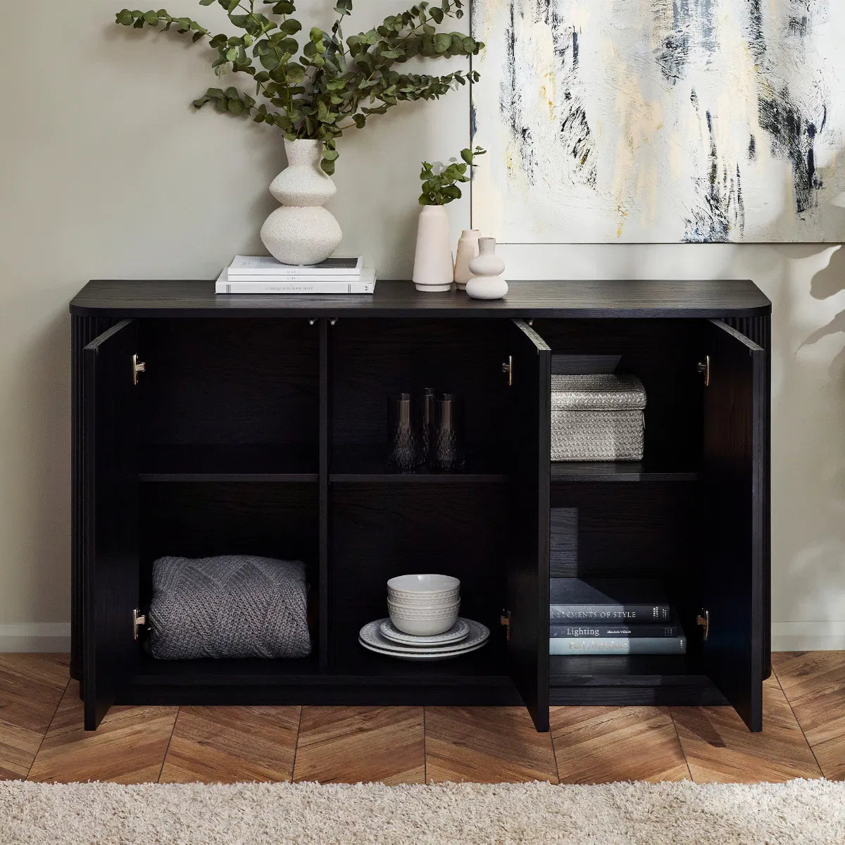 Louis Black Fluted Sideboard