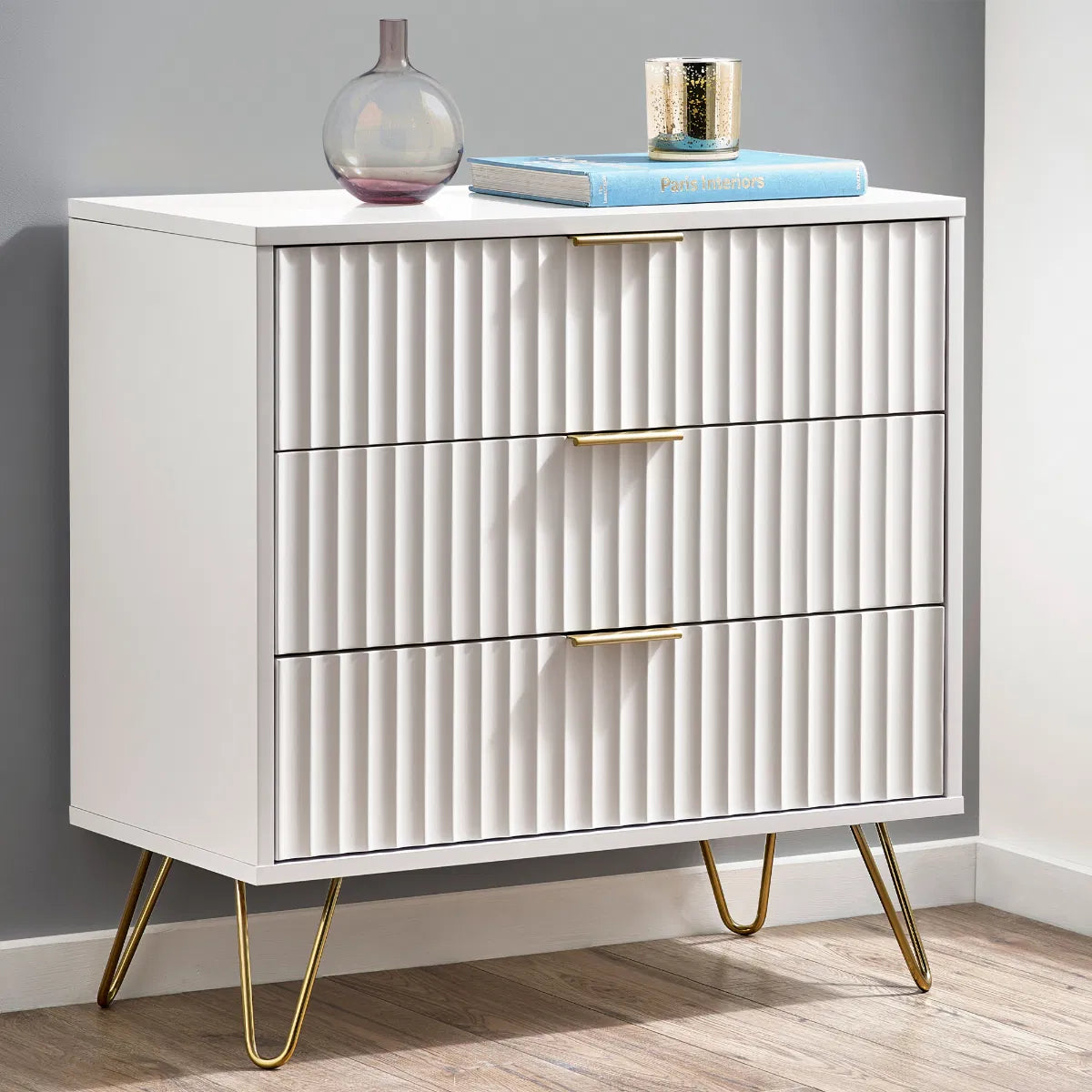 Murano 3 Drawer Chest - Matt White