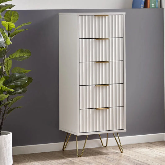 Murano 5 Drawer Tallboy - - Matt White