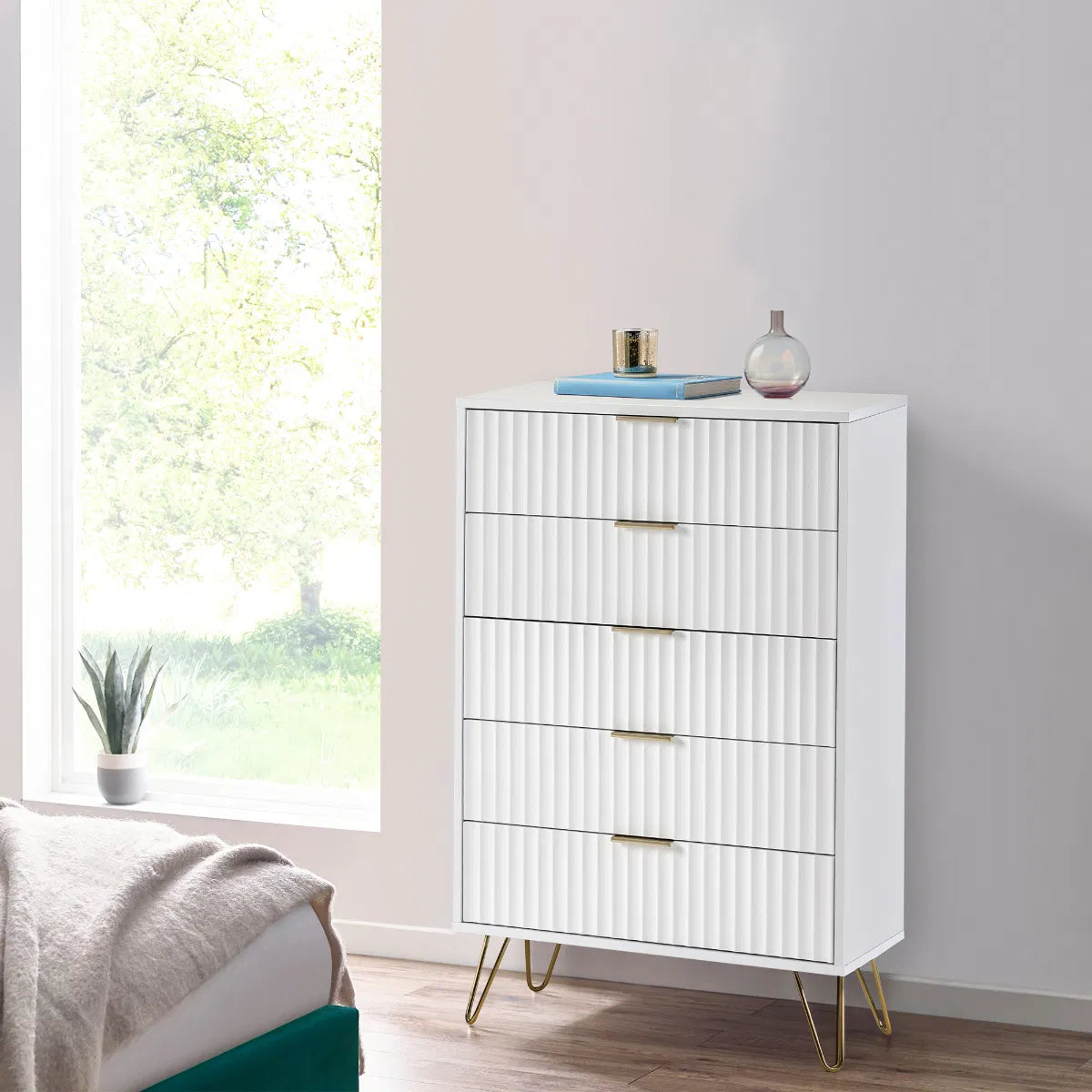 Murano 5 Drawer Chest - Matt White