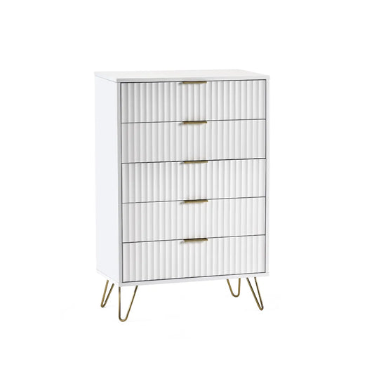 Murano 5 Drawer Chest - Matt White