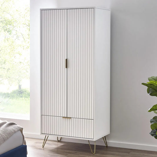 Murano 2 Door 1 Drawer Wardrobe  - Matt White