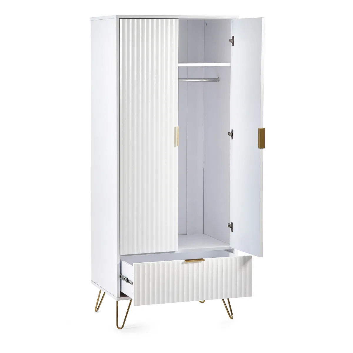 Murano 2 Door 1 Drawer Wardrobe  - Matt White